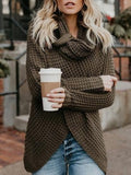 Turtleneck Button Long Sleeve Irregular Knit Sweater Shopvhs.com