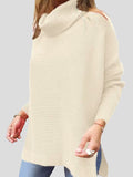 Turtleneck Pullover Long Sleeve Split Sweater Shopvhs.com