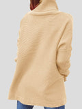 Turtleneck Pullover Long Sleeve Split Sweater Shopvhs.com