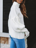 Turtleneck Solid Long Sleeve Knitted Sweater Shopvhs.com