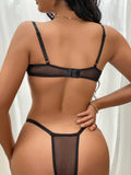 Two-color Lace Steel Ring Perspective Lingerie Set Shopvhs.com