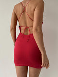 U-neck Open Backless Slim Wrap Hip Strap Dress Shopvhs.com