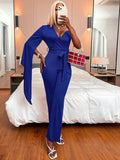 V-Neck Jumpsuit Cropped Pants Shopvhs.com