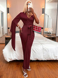 V-Neck Jumpsuit Cropped Pants Shopvhs.com