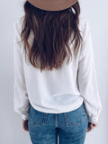 V-Neck Lace Buttons Long Sleeves Blouse Shopvhs.com