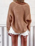 V-Neck Long Sleeve Cardigan Casual Solid Sweater Shopvhs.com