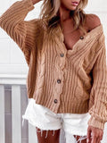 V-Neck Long Sleeve Cardigan Casual Solid Sweater Shopvhs.com
