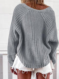 V-Neck Long Sleeve Cardigan Casual Solid Sweater Shopvhs.com