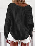 V-Neck Long Sleeve Cardigan Casual Solid Sweater Shopvhs.com