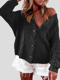 V-Neck Long Sleeve Cardigan Casual Solid Sweater Shopvhs.com