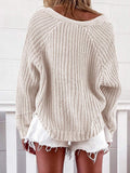 V-Neck Long Sleeve Cardigan Casual Solid Sweater Shopvhs.com