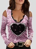 V-Neck Love Sweet Off-Shoulder Short Sleeve T-Shirt Shopvhs.com