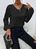 V-Neck Pullover Leopard Print Long Sleeve Blouse Shopvhs.com