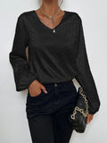 V-Neck Pullover Leopard Print Long Sleeve Blouse Shopvhs.com