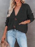 V-Neck Single-Breasted Long Sleeve Sweater Cardigan Shopvhs.com