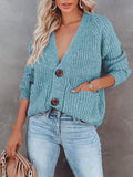 V-Neck Single-Breasted Long Sleeve Sweater Cardigan Shopvhs.com