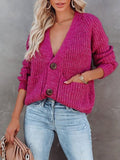 V-Neck Single-Breasted Long Sleeve Sweater Cardigan Shopvhs.com
