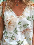 V-neck Floral Print Short Sleeve T-shirt Shopvhs.com