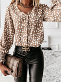 V-neck Polka Dot Single-breasted Printed Shirt Shopvhs.com