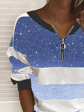 V-neck Starry Sky Print Long-sleeved Top Shopvhs.com