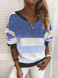 V-neck Starry Sky Print Long-sleeved Top Shopvhs.com