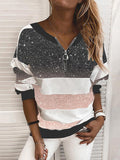 V-neck Starry Sky Print Long-sleeved Top Shopvhs.com