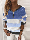 V-neck Starry Sky Print Long-sleeved Top Shopvhs.com