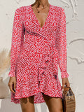 V-neck floral lace-up dress Shopvhs.com