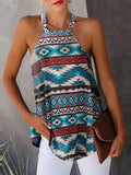 Vintage Print Halterneck Sleeveless Vest Shopvhs.com