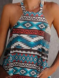 Vintage Print Halterneck Sleeveless Vest Shopvhs.com