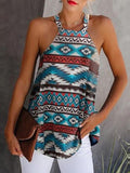 Vintage Print Halterneck Sleeveless Vest Shopvhs.com