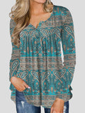 Vintage Printed Button Long Sleeve T-Shirt Shopvhs.com