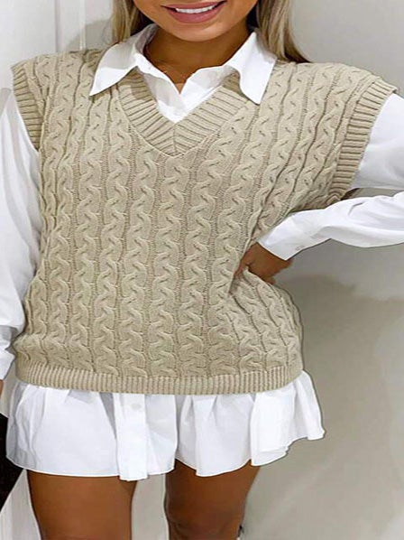 Vintage V-Neck Pullover Sleeveless Sweater Shopvhs.com