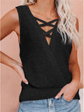 Waffle Deep V-Neck Bare Back Tank Top Shopvhs.com