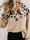 Waffle V-Neck Button Long Sleeve T-Shirt Shopvhs.com