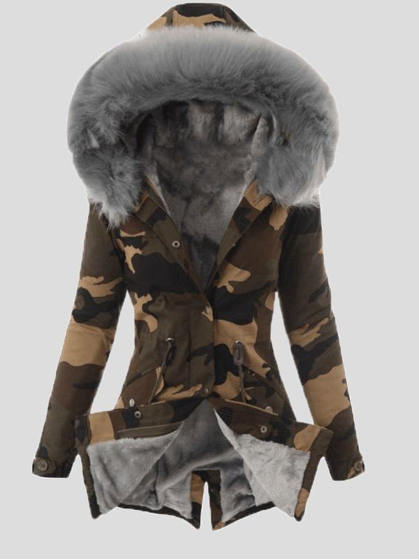 Warm And Fleece Collar Camouflage Hooded Cotton-Padded Coat Shopvhs.com
