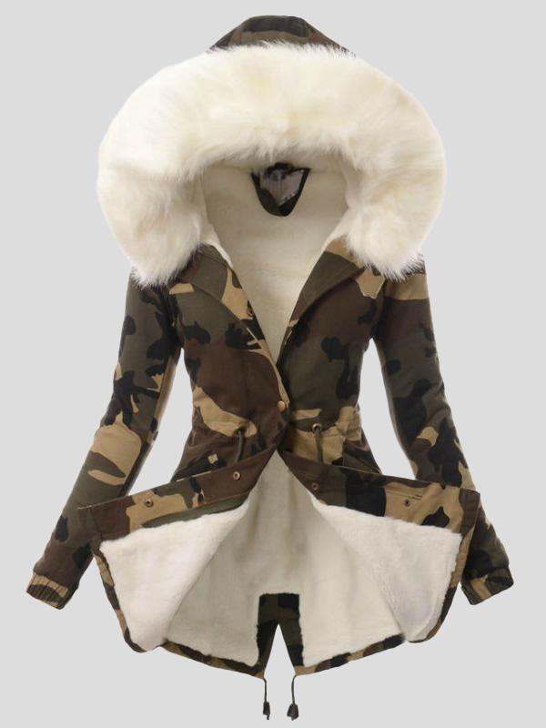 Warm And Fleece Collar Camouflage Hooded Cotton-Padded Coat Shopvhs.com