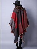 Warm Plaid Outdoor Traveling Split Scarf Cape Shopvhs.com