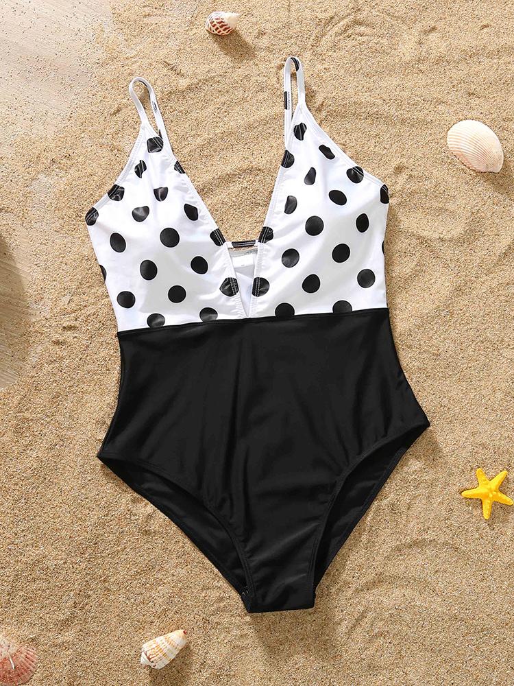 White Polka Dot Bow One-Piece Swimsuit