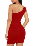 One Shoulder Sleeveless Bodycon Mini Dresses