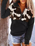 Women's Hoodie Leopard Print Zip Pocket Long Sleeve Hoodie Shopvhs.com