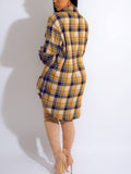 Long Sleeve Plaid Shirt Mini Dresses