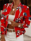 Zip Embellished Printed Long Sleeve Jacket Shopvhs.com