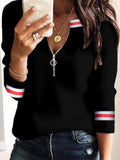 Zip V-Neck Long Sleeve T-Shirts Shopvhs.com
