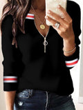 Zip V-Neck Long Sleeve T-Shirts Shopvhs.com