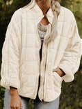 Zipper Pocket Long Sleeve Stand Collar Cotton Coat Shopvhs.com