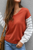 Color Block Lantern Sleeve Sweater