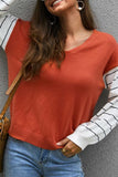 Color Block Lantern Sleeve Sweater