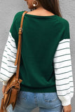 Color Block Lantern Sleeve Sweater