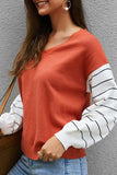 Color Block Lantern Sleeve Sweater